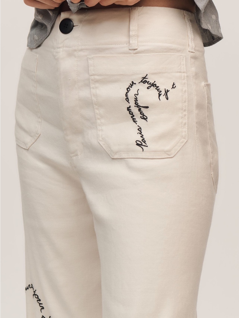 🇫🇷Anthropologie Colette Pants Maeve Linen Blend Cropped Wide Leg New 26P France - Picture 3 of 13